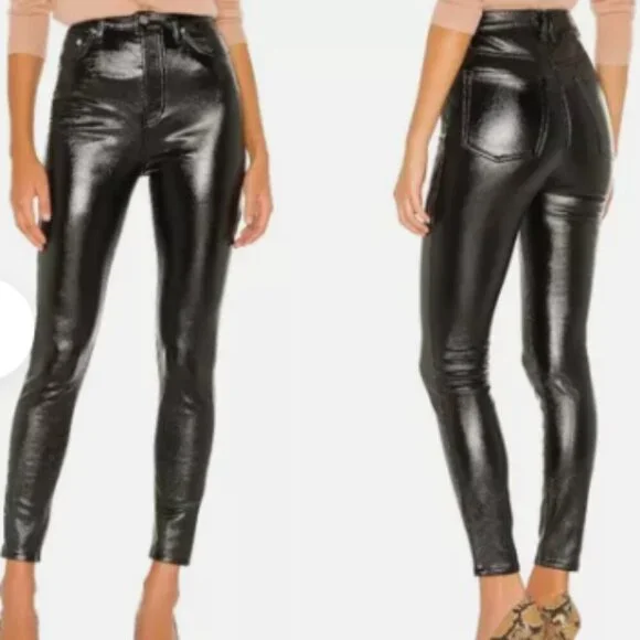 We the Free People Shiny Black Jeans, Size 27, Coated Faux Leather, Skinny - Picture 14 of 14